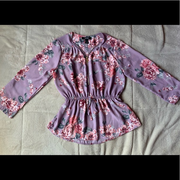 Floral Quarter Zip Top - Picture 2 of 4